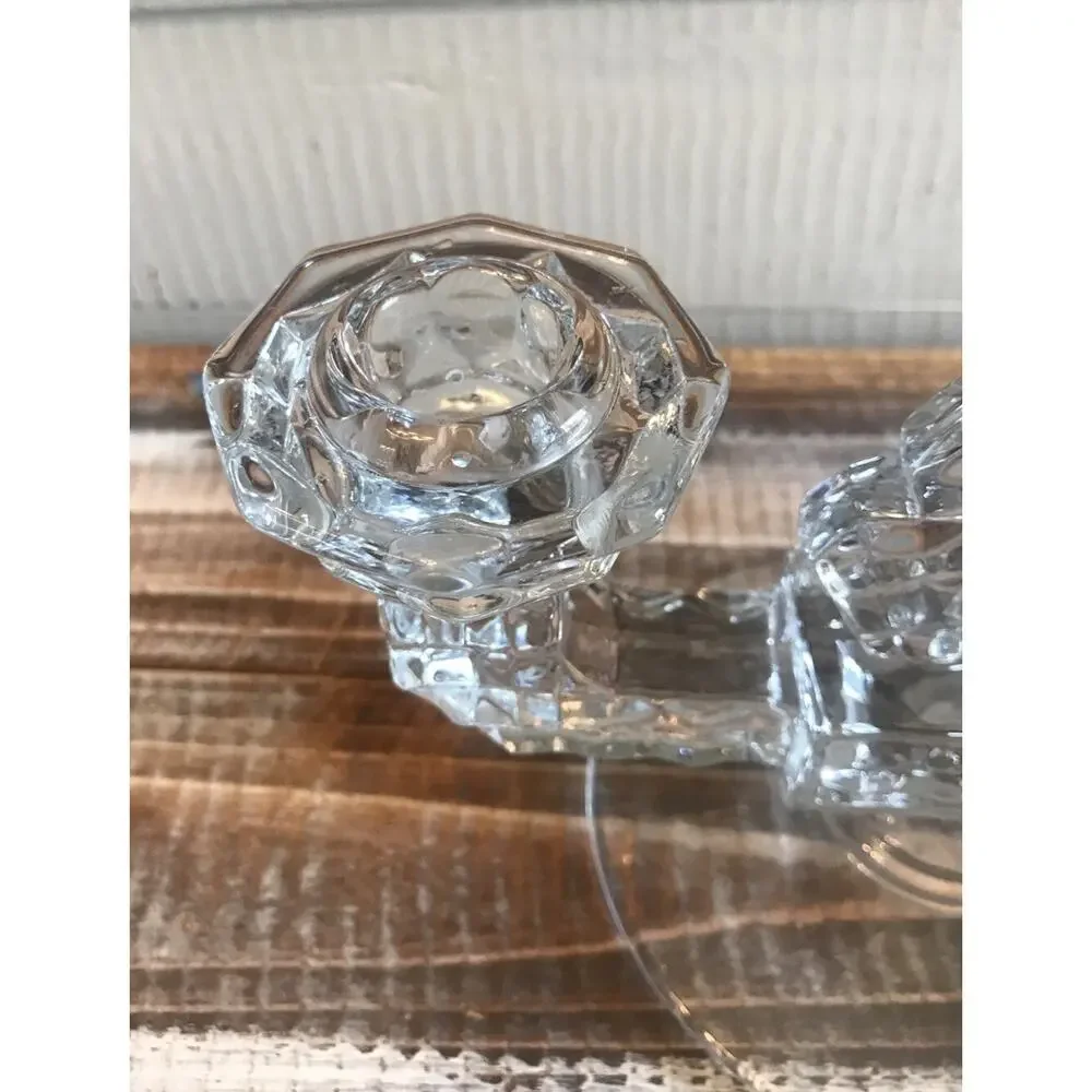 Set 2 Vintage Fostoria Elegant Glass Double Candlesticks Candle Holders 8.625